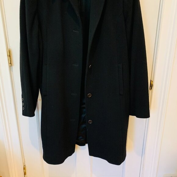 WOMEN'S CLASSIC LL BEAN BLACK WOOL LONG OVER COAT PEA COAT 90s 80s - Picture 15 of 15